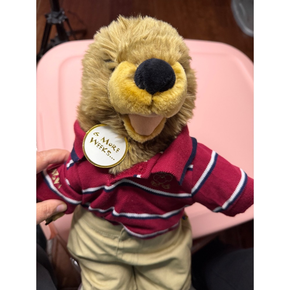 Build-A-Bear Groundhog Plush 6 More Weeks Red Striped Polo Khaki Pants Sneakers